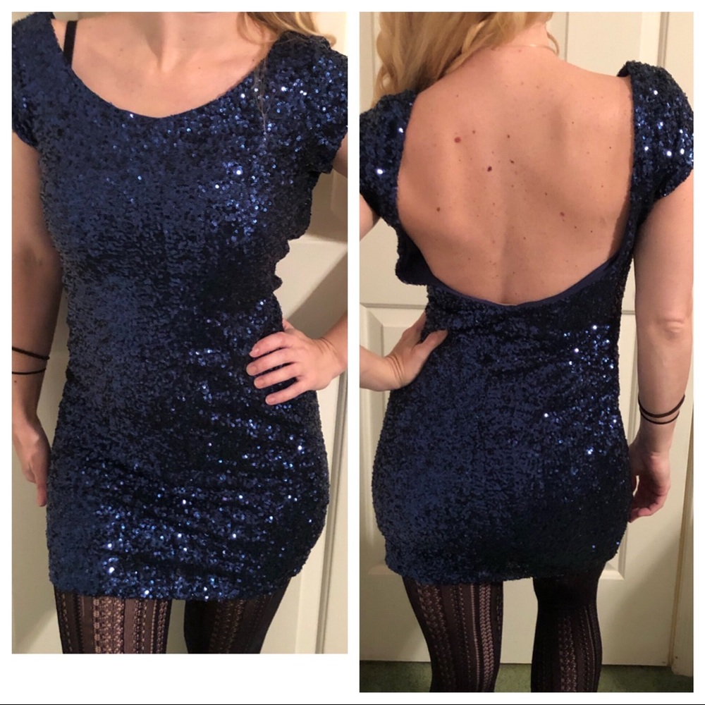 Blue Sequin Short Going Out Dress *Perfect For NYE